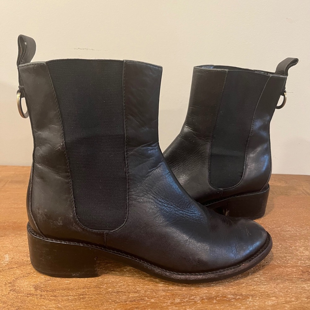 Cole Haan Nike Air Womens Leather Chelsea Slip On Ankle Boots‎ Black Approx Sz 7